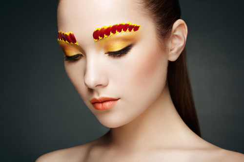 Female model with flowers and eye makeup Stock Photo 03
