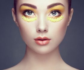 Female model with flowers and eye makeup Stock Photo 04