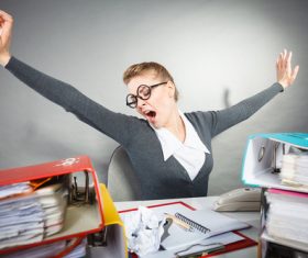 Female secretary working fatigue Stock Photo 01