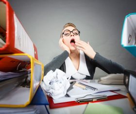 Female secretary working fatigue Stock Photo 02