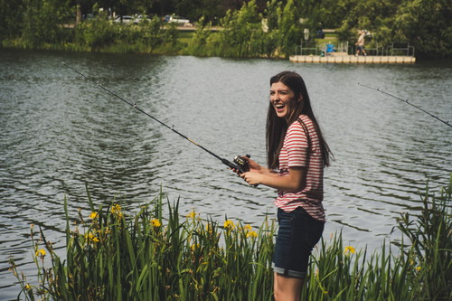 Fishing girl Stock Photo