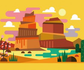 Flat landscape vector material
