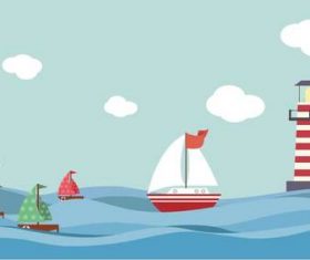 Flat ocean vector illustration