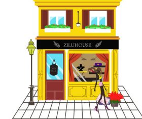 Flat shop street view vector