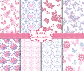 Floral seamless pattern in blue and pink colors vector