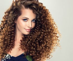 Fluffy Wavy curly girl Stock Photo 04
