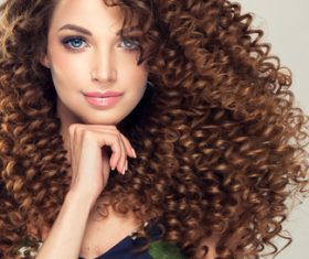 Fluffy Wavy curly girl Stock Photo 05