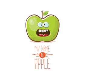 Funny apple cartoon design vector 01