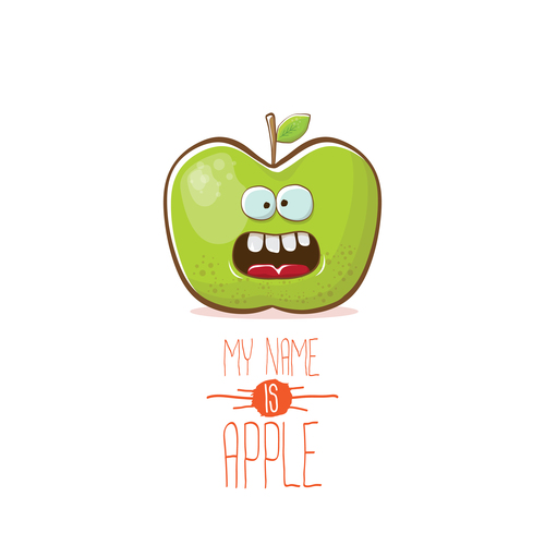Funny apple cartoon design vector 01