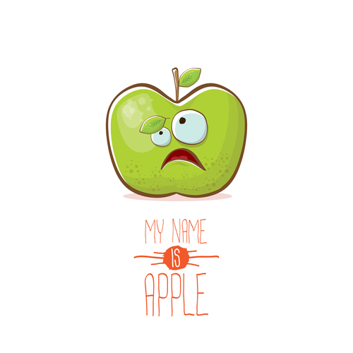 Funny apple cartoon design vector 02