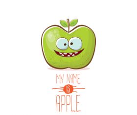 Funny apple cartoon design vector 03