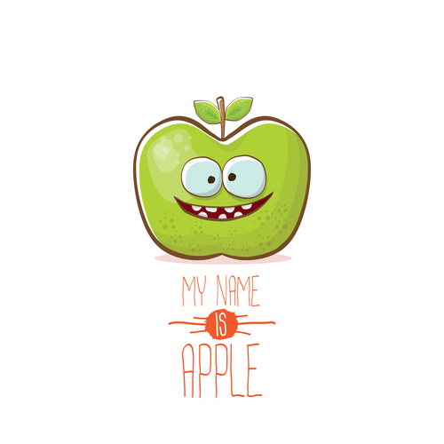 Funny apple cartoon design vector 03