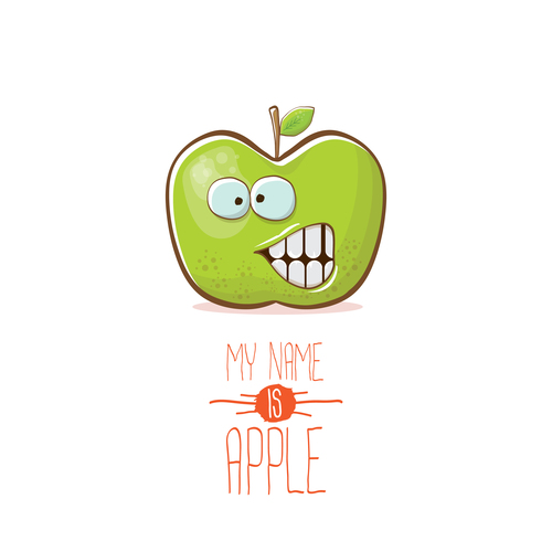 Funny apple cartoon design vector 04