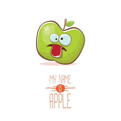 Funny apple cartoon design vector 05