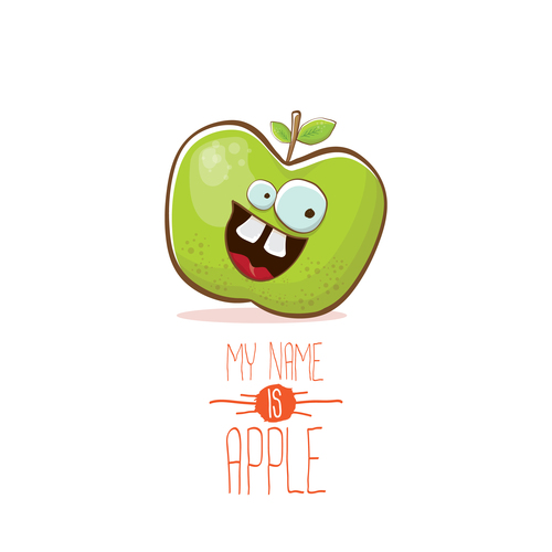Funny apple cartoon design vector 06