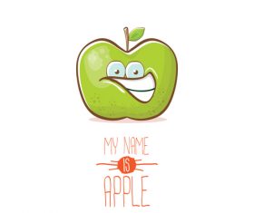 Funny apple cartoon design vector 07