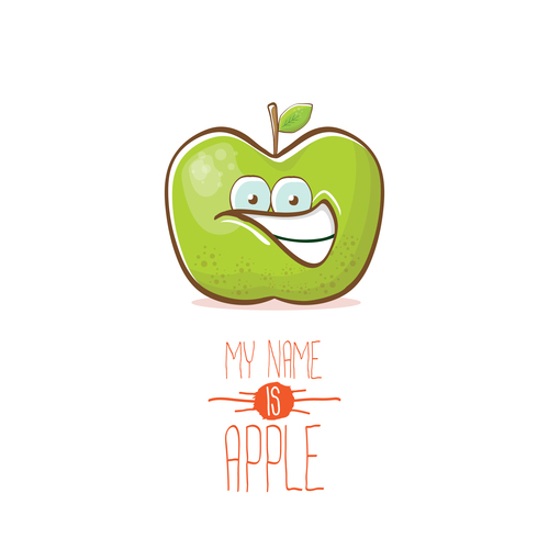 Funny apple cartoon design vector 07