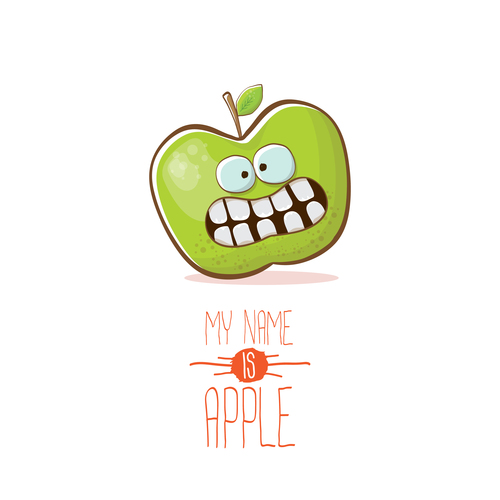 Funny apple cartoon design vector 08