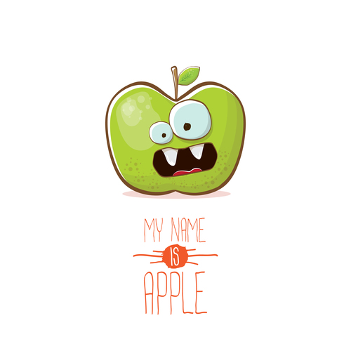Funny apple cartoon design vector 09