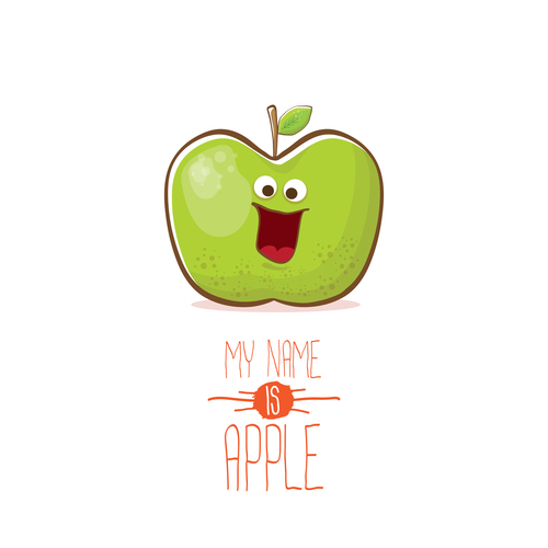 Funny apple cartoon design vector 10