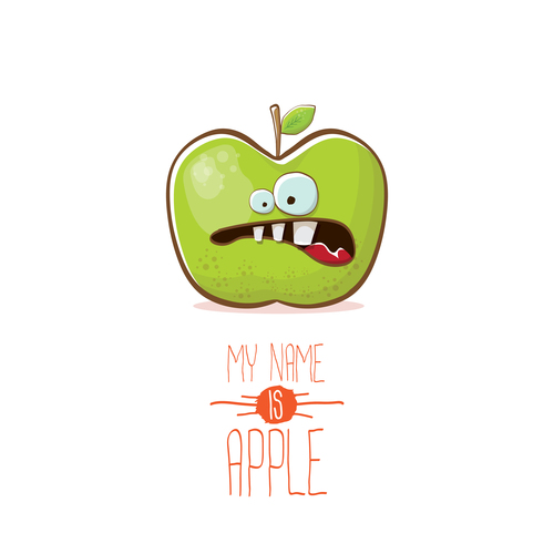Funny apple cartoon design vector 11
