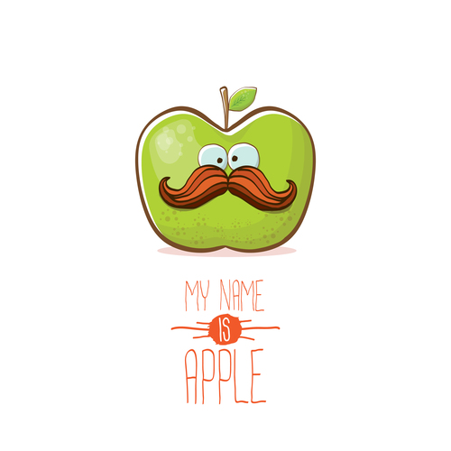 Funny apple cartoon design vector 12
