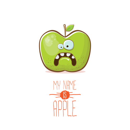 Funny apple cartoon design vector 13
