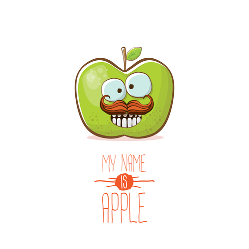 Funny apple cartoon design vector 14