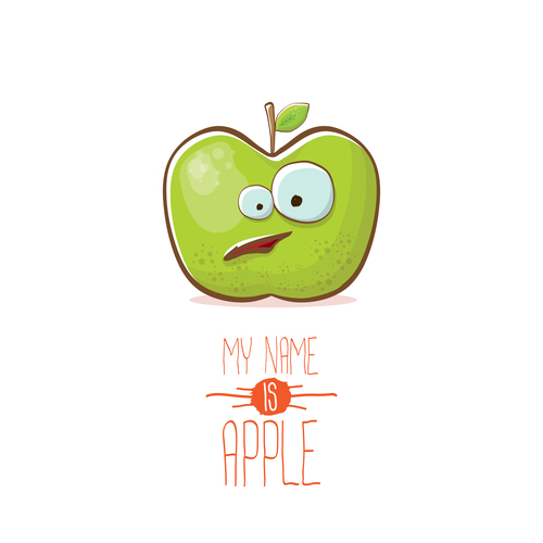 Funny apple cartoon design vector 15