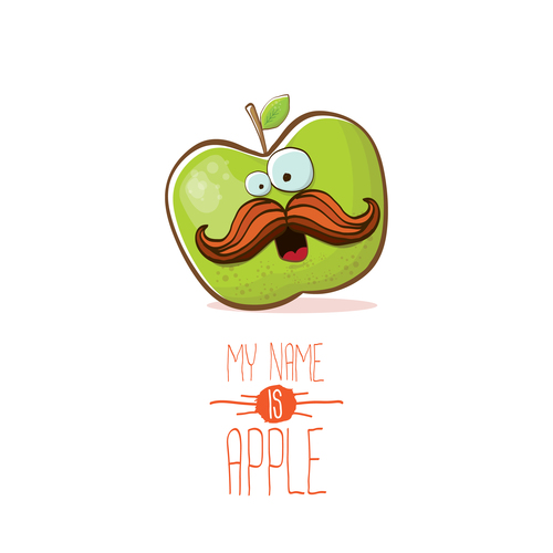 Funny apple cartoon design vector 16
