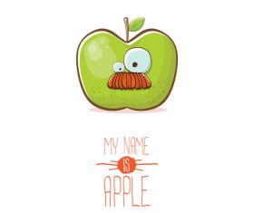 Funny apple cartoon design vector 17
