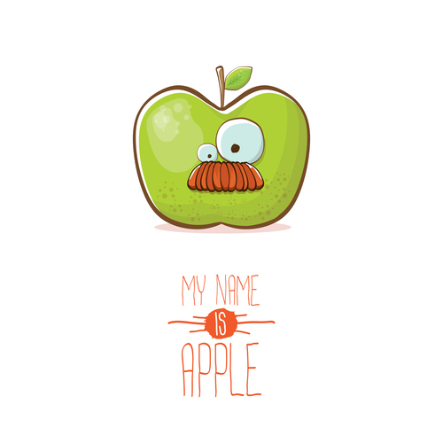 Funny apple cartoon design vector 17