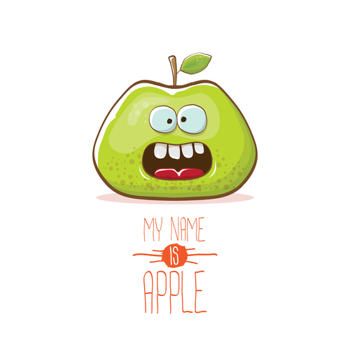 Funny apple cartoon design vector 18