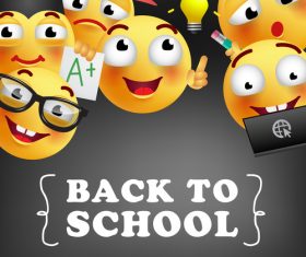 Funny expression with back to school background with stationery vector 01