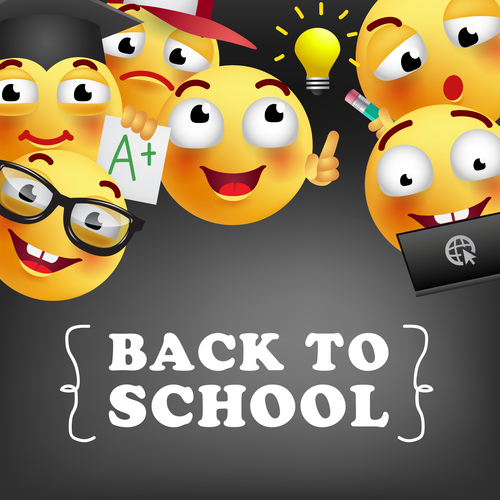 Funny expression with back to school background with stationery vector 01