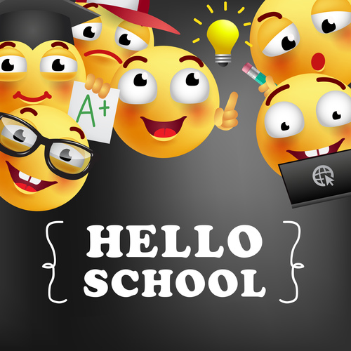 Funny expression with back to school background with stationery vector 02
