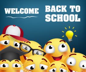 Funny expression with back to school background with stationery vector 03