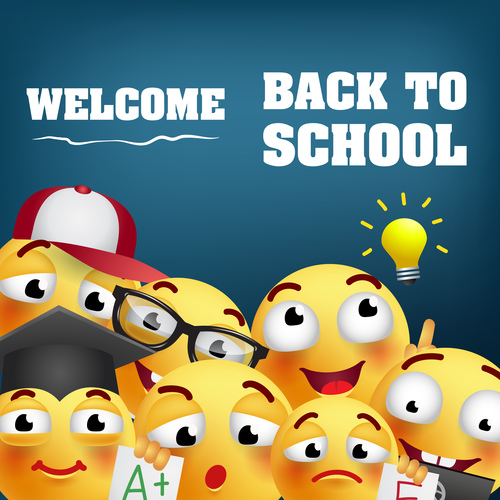 Funny expression with back to school background with stationery vector 03