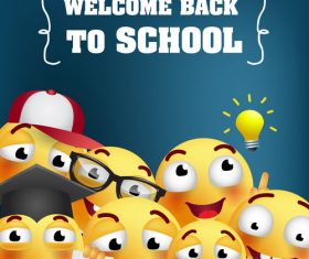 Funny expression with back to school background with stationery vector 04