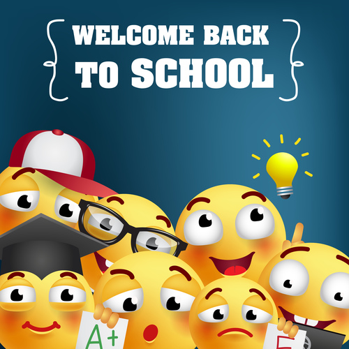 Funny expression with back to school background with stationery vector 04