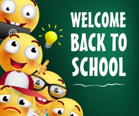 Funny expression with back to school background with stationery vector 05