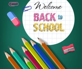 Funny expression with back to school background with stationery vector 06