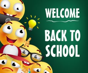 Funny expression with back to school background with stationery vector 07