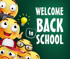 Funny expression with back to school background with stationery vector 08