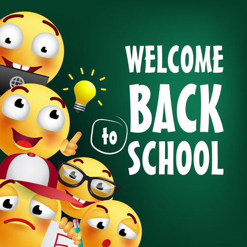 Funny expression with back to school background with stationery vector 08