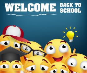 Funny expression with back to school background with stationery vector 09