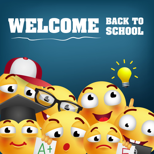 Funny expression with back to school background with stationery vector 09