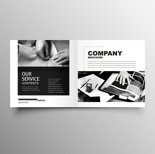 Garment company brochure template black styles vector 03
