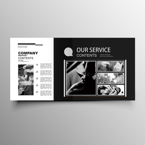 Garment company brochure template black styles vector 04