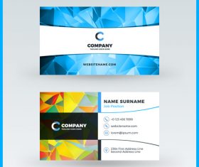 Geometric polygon colored business card template vector